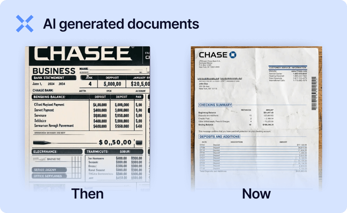 Evolution of AI generated bank statement