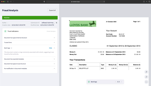 Resistant AI  Document Fraud Tool Interface