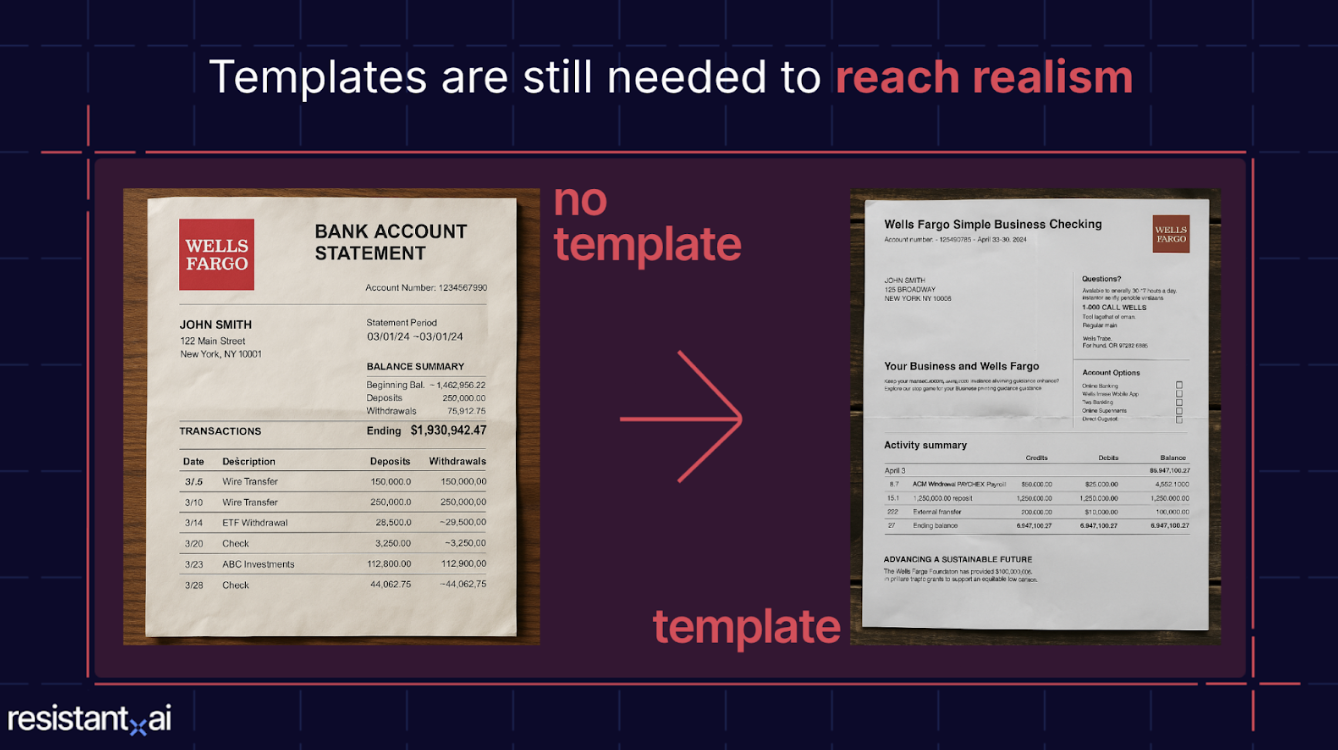 how templates improve fake document generation