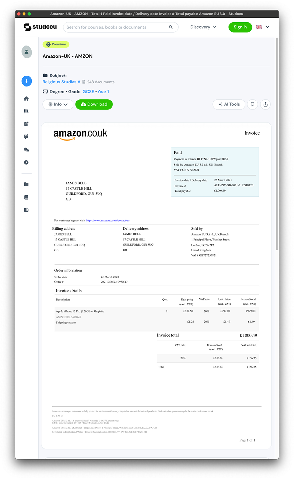 ARTICLE_Template_Hubs_EXAMPLE_STUDOCU_Invoice