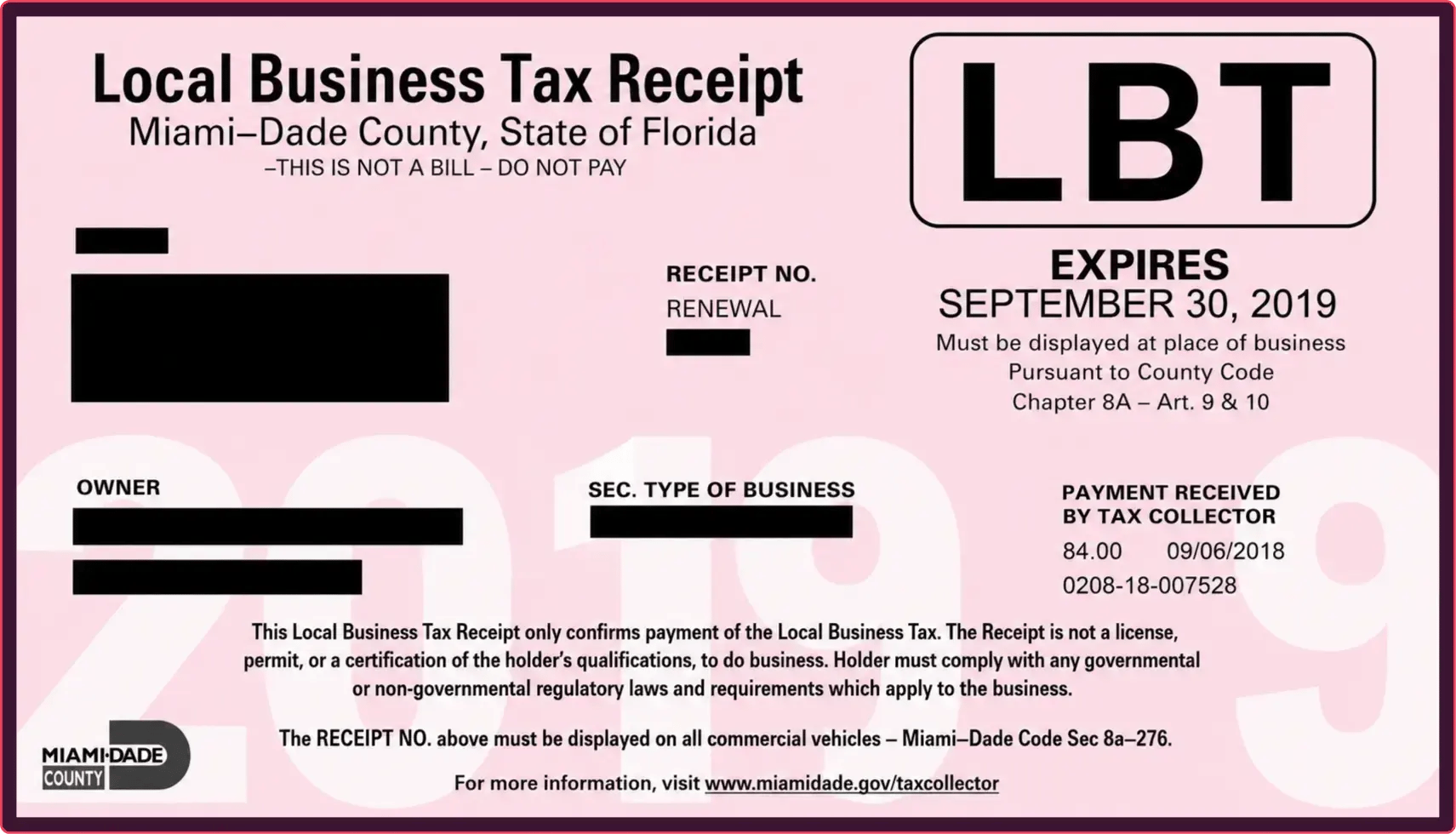fake florida business license example