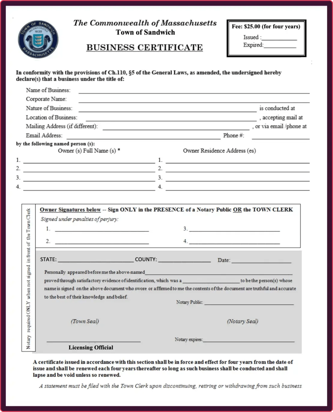 fake mass business certificate example