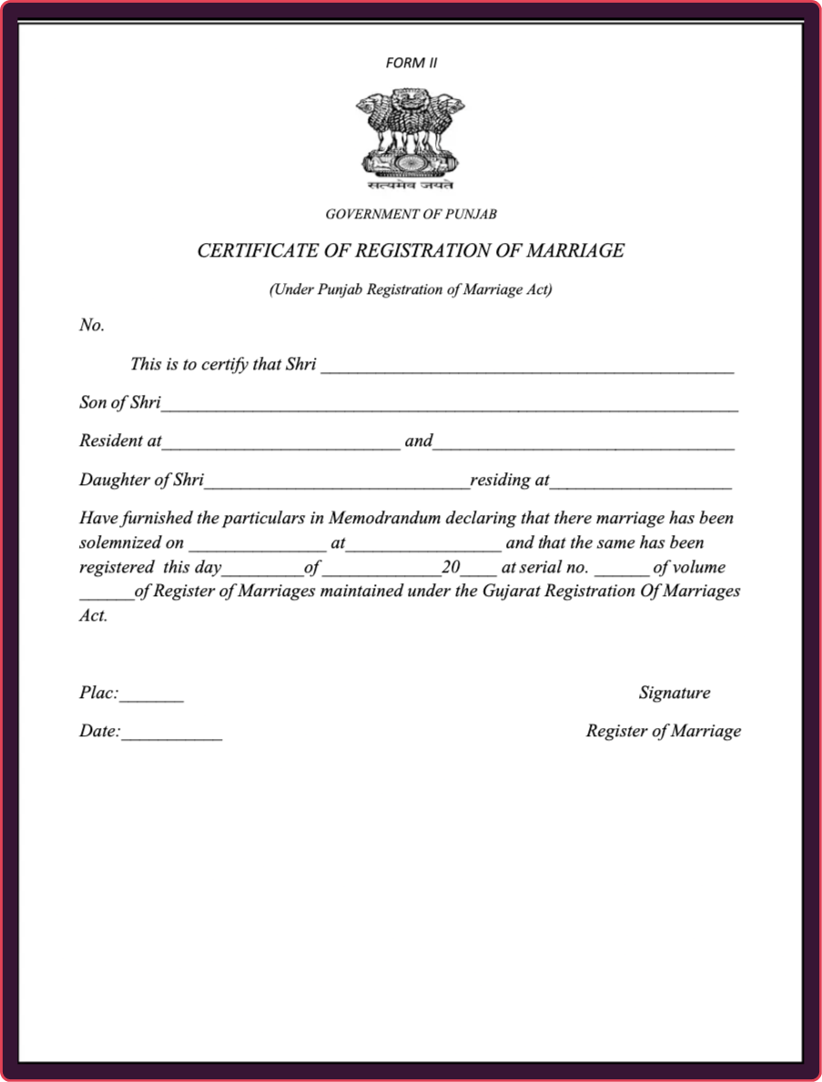 fake marriage certificate example