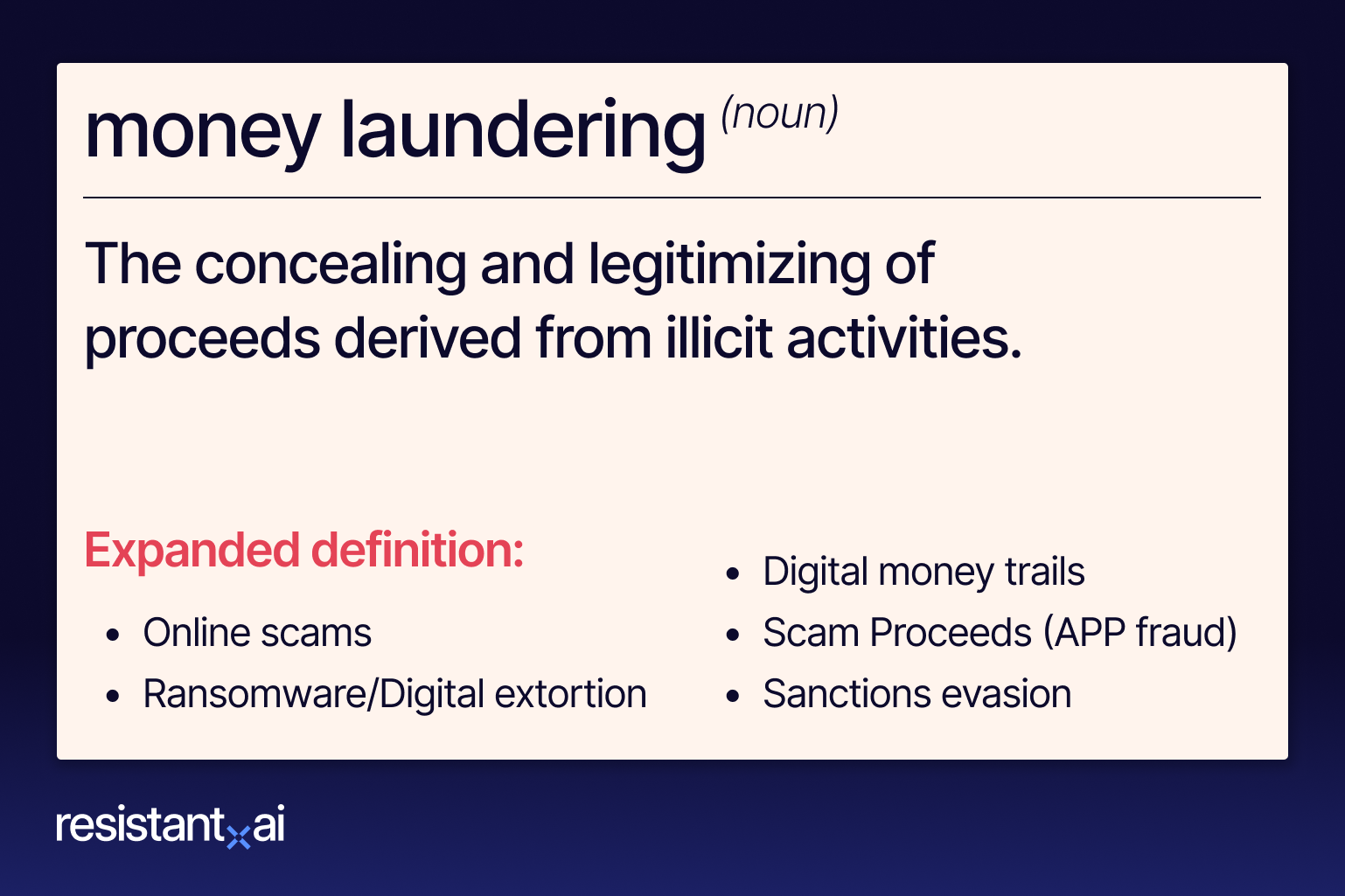 money laundering (expanded definition)