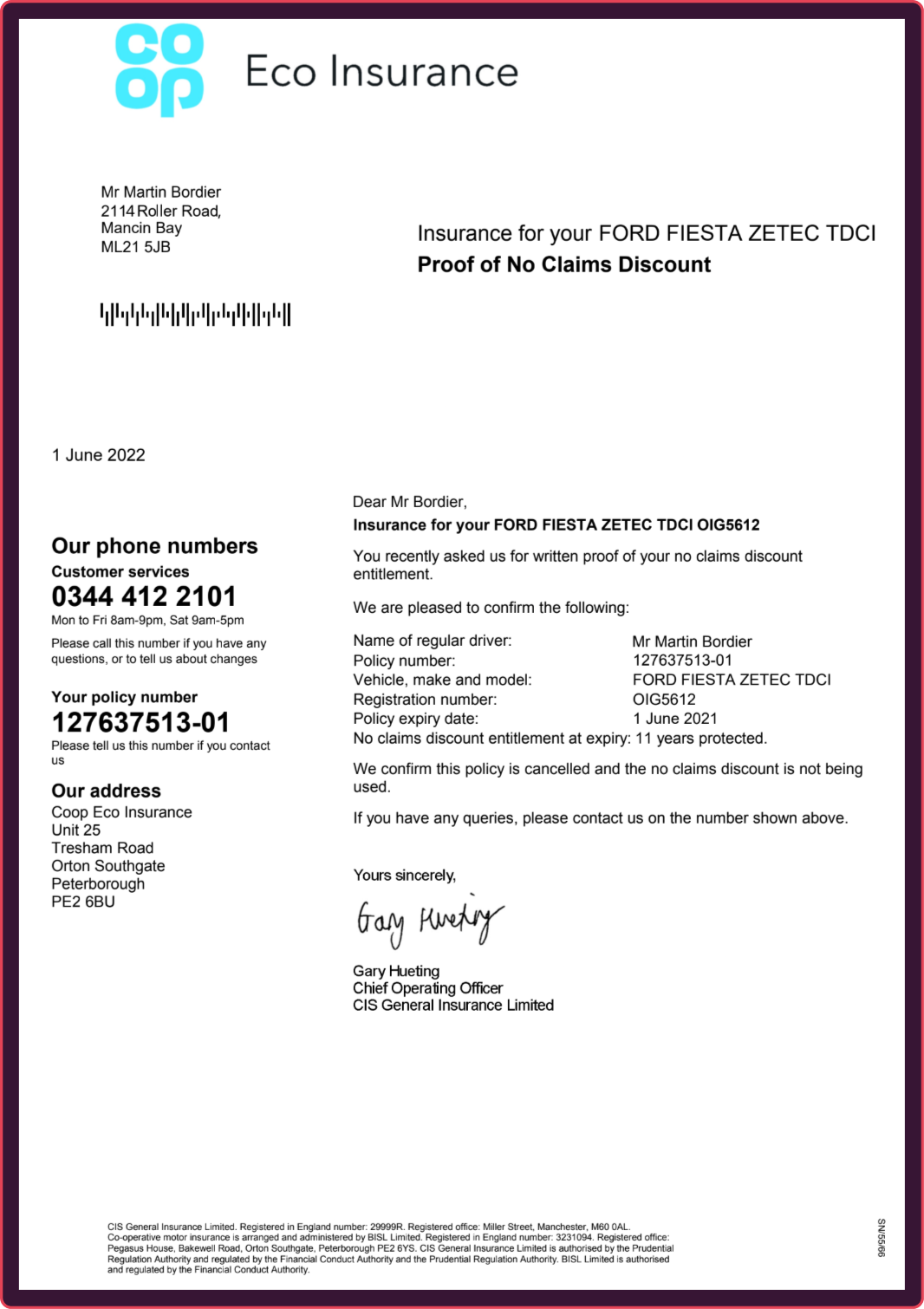 fake NCD letter example